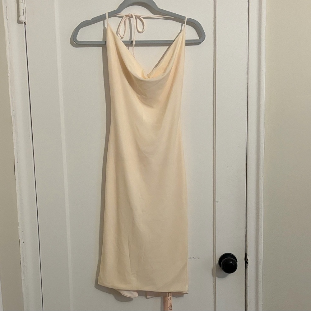 Oh Polly Cream Open Back Tie Dress NWT